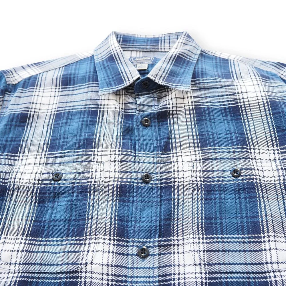 J. Crew Men's L Sportsmen's Outfitters Plaid‎ Button Down Shirt Blue / White